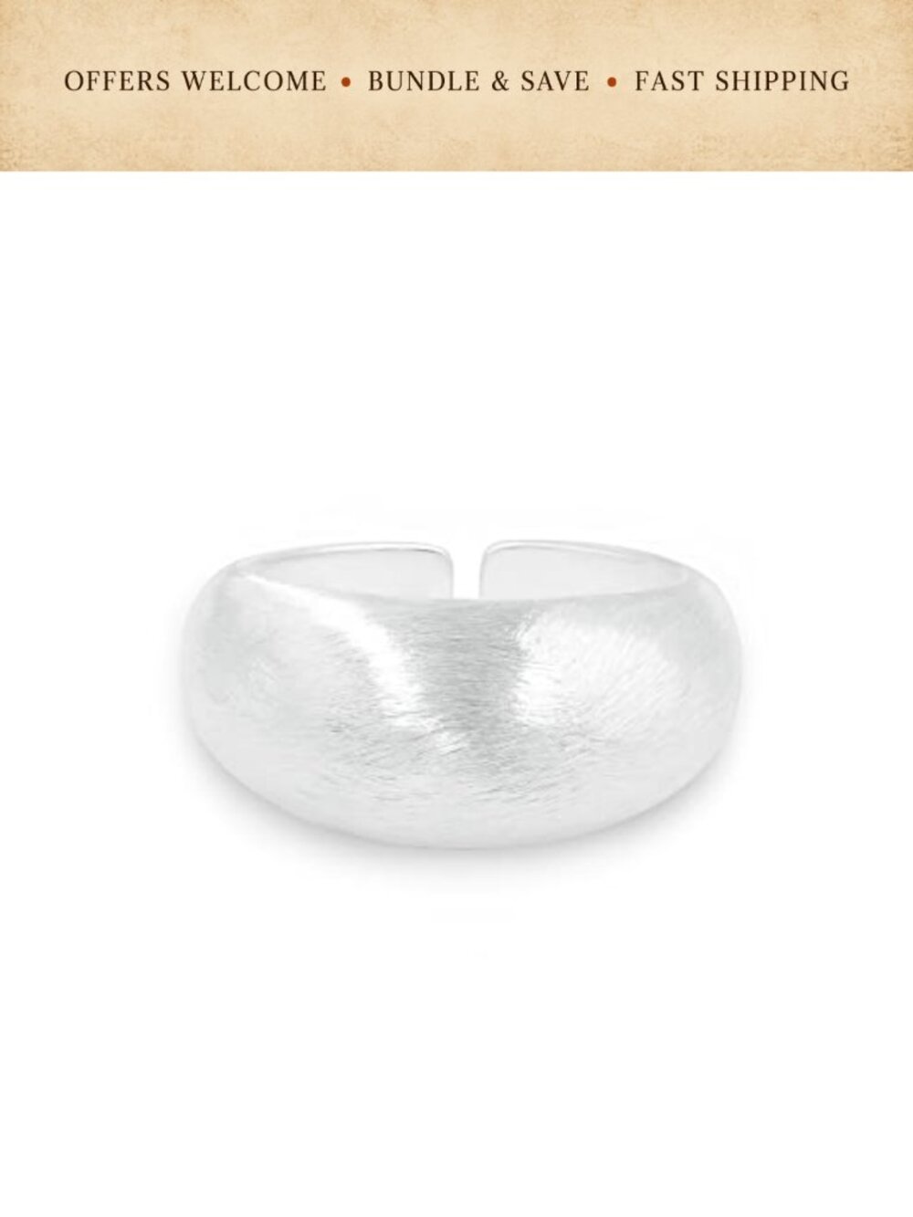 Adjustable Dome Ring Sterling Silver Plated Frosted Finished